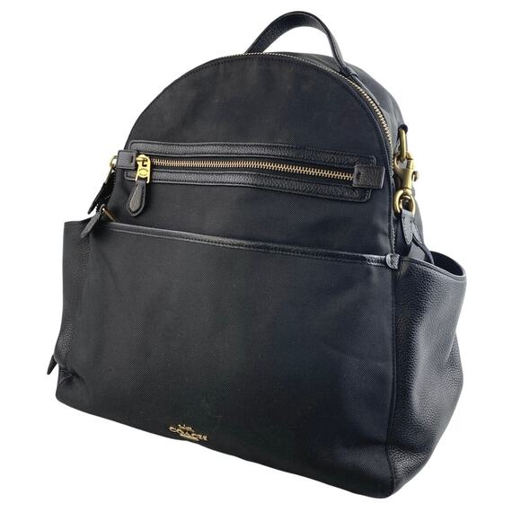 Coach Black Nylon Leather Zip Around Adjustable Strap Baby Diaper Backpack Bag - Picture 1 of 6